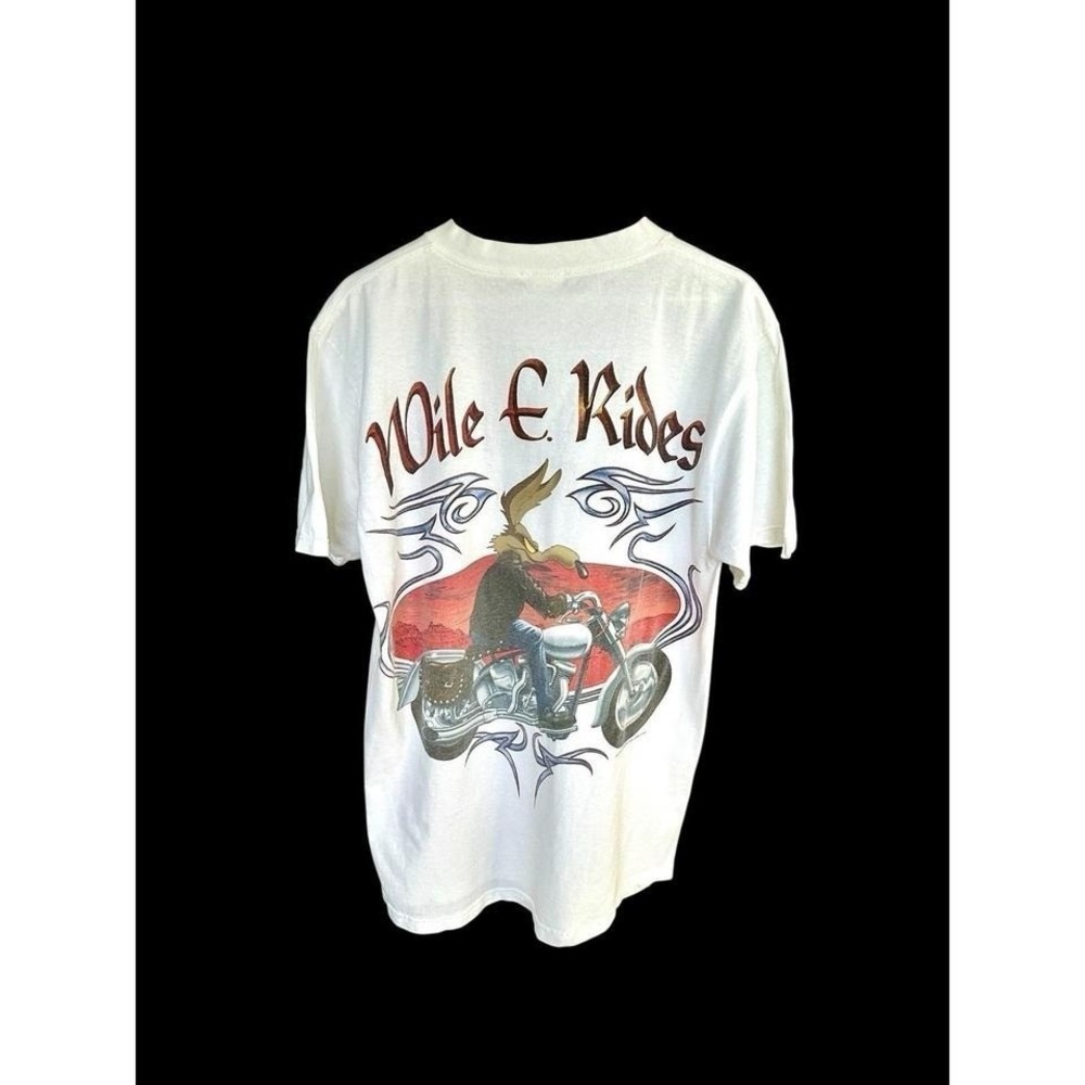 Vintage 1996 Wile E Coyote Rides T-Shirt Sz Large Biker Looney Tunes West Coast